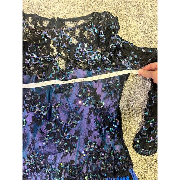 VINTAGE DESIGNER Sequin Lace Ball Gown, Mignon Ann Marie Gabalis‎ Blue Plaid - Picture 11 of 16